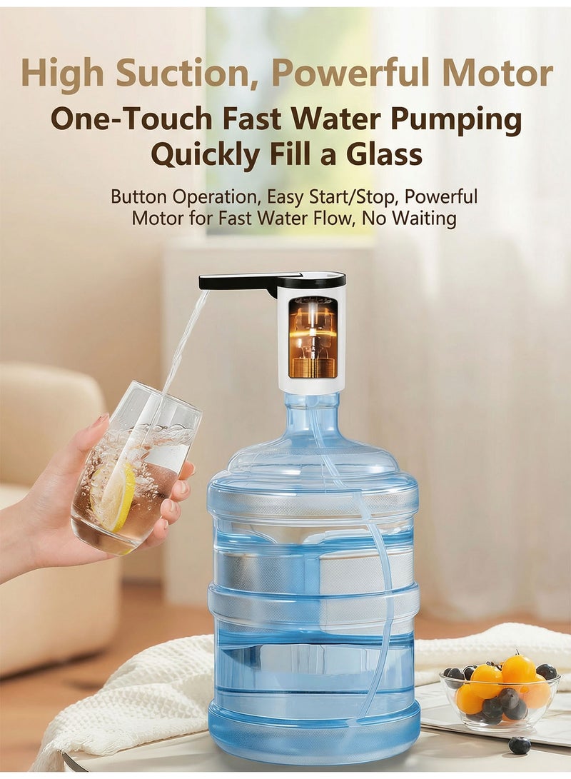 كوكنا مضخة مياه كهربائية، مضخة قارورة قابلة لإعادة الشحن USB، مضخة مياه محمولة بلمسة واحدة مع خرطوم سيليكون، لون أبيض - Image 3